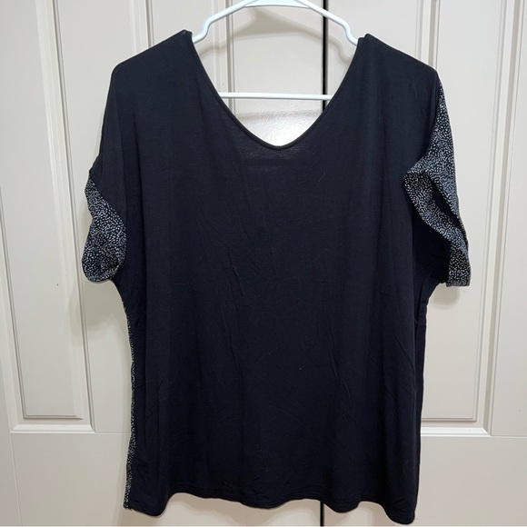 A New Day Black and White Dotted Cap Short Sleeve Blouse Size XX Large - Picture 2 of 7